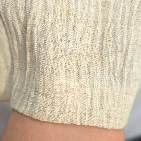 Benjamin A, Tunic, Blouse, Natural, Cream, Buttons, Side Slits, Tie Back, Sz 18 - Picture 11 of 17